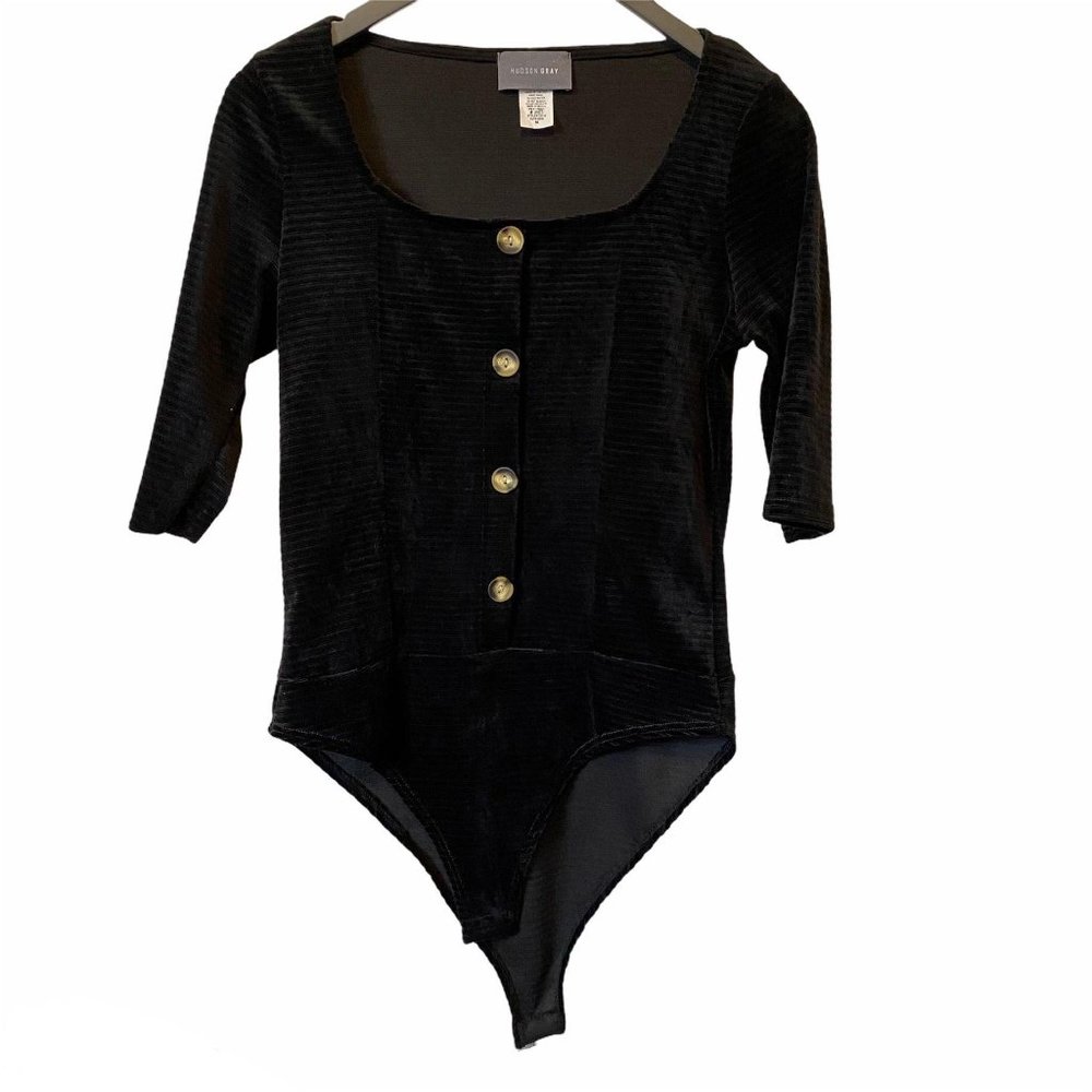 Hudson Gray velvet bodysuit black M NWT